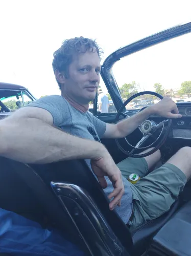 Dan Fehn in his recent classic, a 1964 convertible Ford Galaxie XL500